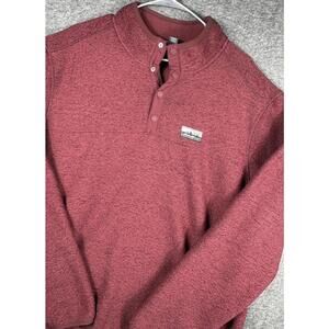 Eddie Bauer Fleece Quarter Snap Pullover Sweater Mens Size Large Maroon
